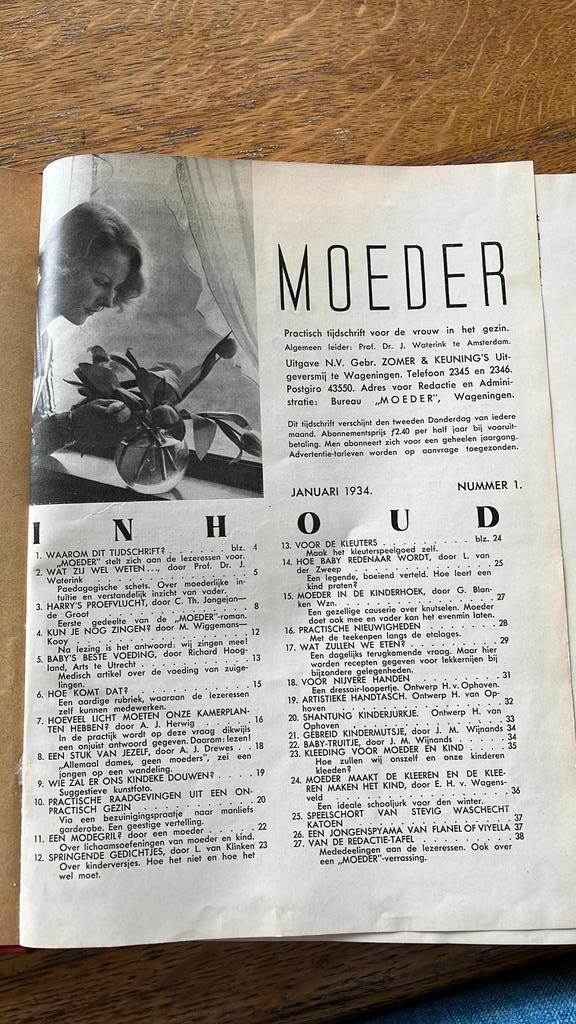 Ingebonden moeder 1934 mode haken vd Hulst  speelgoed, Boeken, Tijdschriften en Kranten, Zo goed als nieuw, Damesbladen, Ophalen of Verzenden