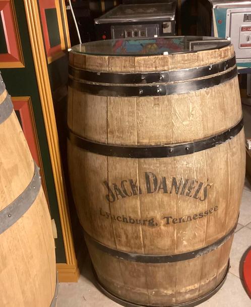 Sta tafel/ ton Jack Daniels, met glasplaat, prima staat mooi, Verzamelen, Biermerken, Gebruikt, Overige merken, Ophalen