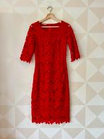 Vanilia midi kokerjurk kant bloem rood S/36 zgan, Ophalen of Verzenden, Zo goed als nieuw, Maat 36 (S), Rood