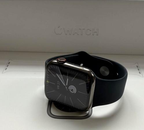 Apple Watch Series 8 45MM Grafiet RVS | Krasvrij | Garantie, Sieraden, Tassen en Uiterlijk, Sporthorloges, Zo goed als nieuw, iOS
