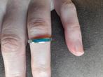Zilveren ring met blauwe steen, Sieraden, Tassen en Uiterlijk, Antieke sieraden, Ophalen of Verzenden, Zilver, Ring, Met edelsteen