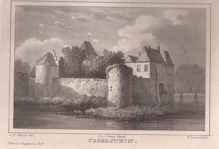 Ysselstein Slot IJsselstein in Utrecht Litho 1846, Antiek en Kunst, Kunst | Etsen en Gravures, Ophalen of Verzenden
