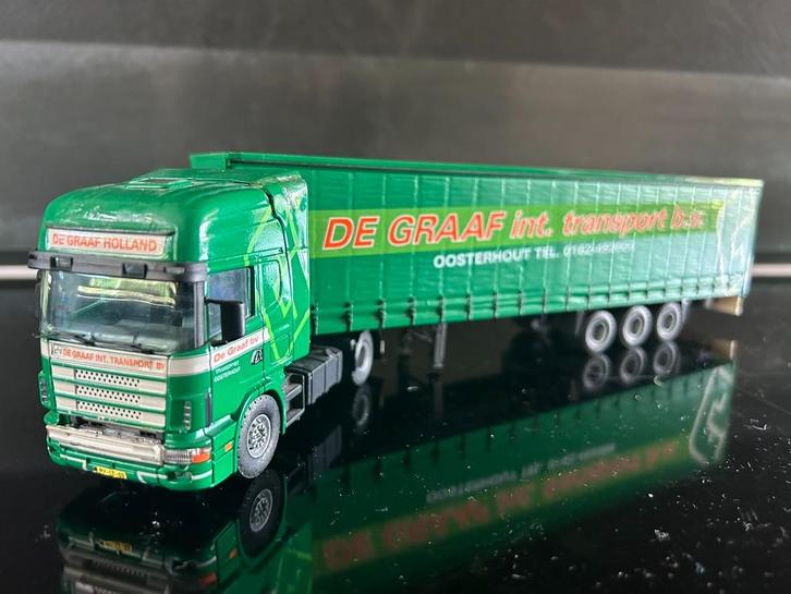 Tekno, Scania topliner de Graaf izgst, Hobby en Vrije tijd, Modelauto's | 1:50, Zo goed als nieuw, Bus of Vrachtwagen, Tekno, Ophalen of Verzenden
