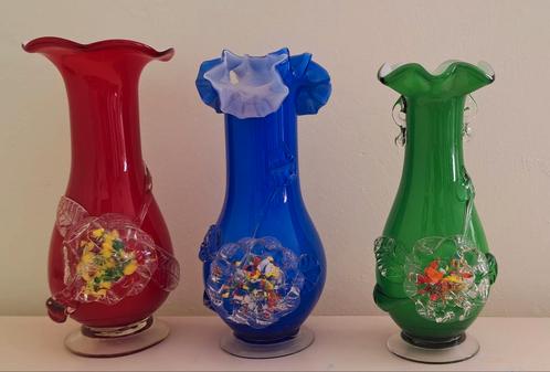 Vintage murano vazen, Huis en Inrichting, Woonaccessoires | Vazen, Zo goed als nieuw, Blauw, Minder dan 50 cm, Glas, Ophalen of Verzenden