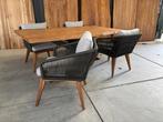 Tuinset Industrial grey teak U leg "200" 4 Tuinstoel Miami, Ophalen, 4 zitplaatsen, Eettafel, Teakhout