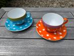 Oilily Polka Dots cappucino kop en schotel, Huis en Inrichting, Keuken | Servies, Ophalen of Verzenden, Zo goed als nieuw, Overige stijlen