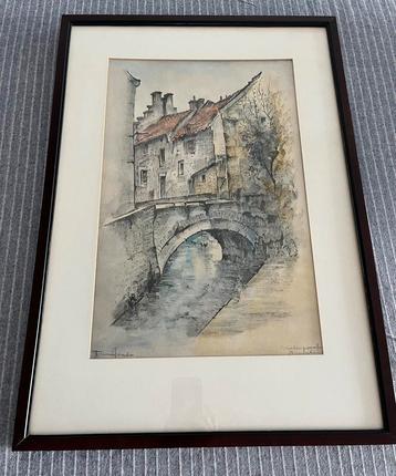 Aquarel Molenpoortje Maastricht gesigneerd Frans Ronda beschikbaar voor biedingen