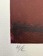 Lithografie José Niebla, abstract rood-paars compositie ca., Antiek en Kunst, Ophalen of Verzenden