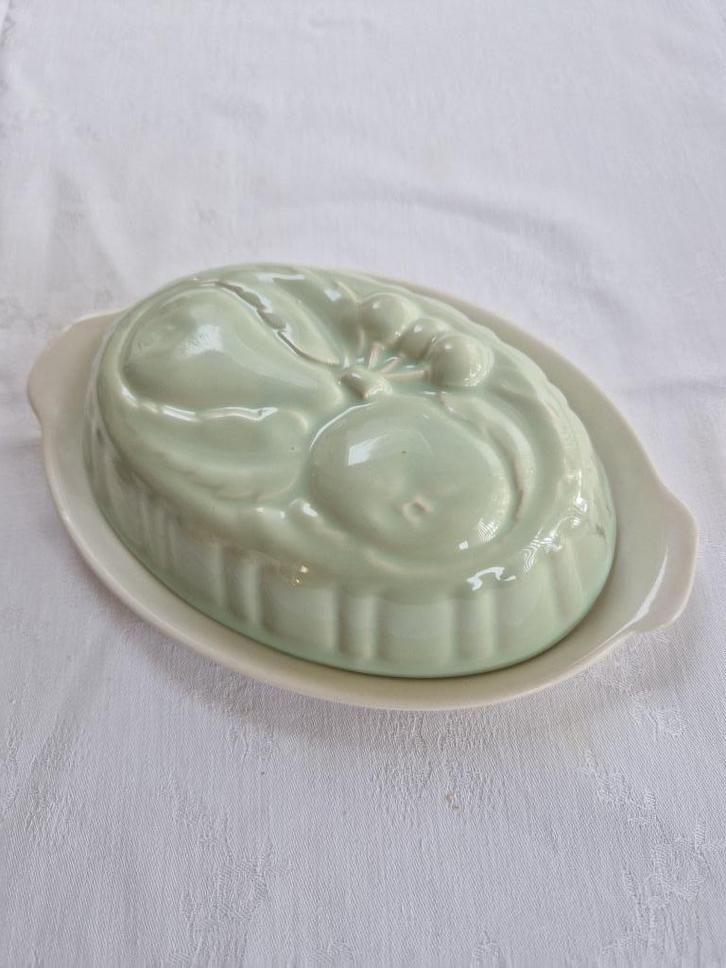 grijsgroene pudding/ pate vorm met schotel Villeroy & Boch, Antiek en Kunst, Antiek | Keramiek en Aardewerk, Ophalen of Verzenden