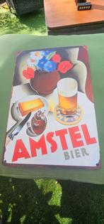 Metalen reclamebord van Amstel bier, Ophalen of Verzenden, Zo goed als nieuw, Reclamebord, Plaat of Schild, Amstel