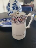 Mooie oude Engelse kan met viooltjes met klepdeksel, Antiek en Kunst, Ophalen of Verzenden