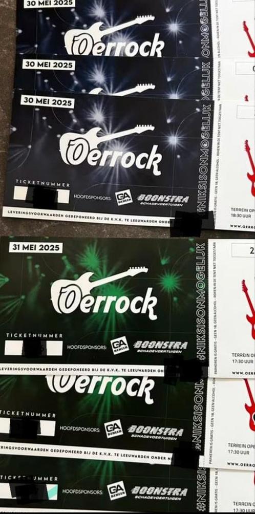 Oerrock tickets, 3 vrijdag en 2 zaterdag tickets beschikbaar, Tickets en Kaartjes, Evenementen en Festivals