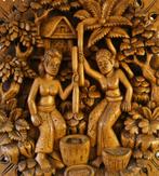 Balinees 3 dimensionaal houtsnijwerk paneel Bali Indonesië, Ophalen of Verzenden