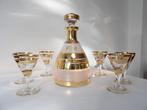 Art Deco Likeurset Booms glas, goud/gesatineerd, Ophalen of Verzenden