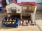 Sylvanian Families landhuis, auto en 7 konijnen, Ophalen of Verzenden, Zo goed als nieuw