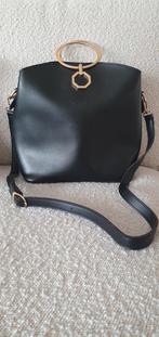 Elegante Zwarte Tas met Gouden Details, Sieraden, Tassen en Uiterlijk, Ophalen of Verzenden, Zo goed als nieuw, Zwart, Handtas