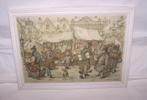 Prent Anton Pieck-De Markt. Achter glas met lijst. 36x26cm., Antiek en Kunst, Ophalen of Verzenden