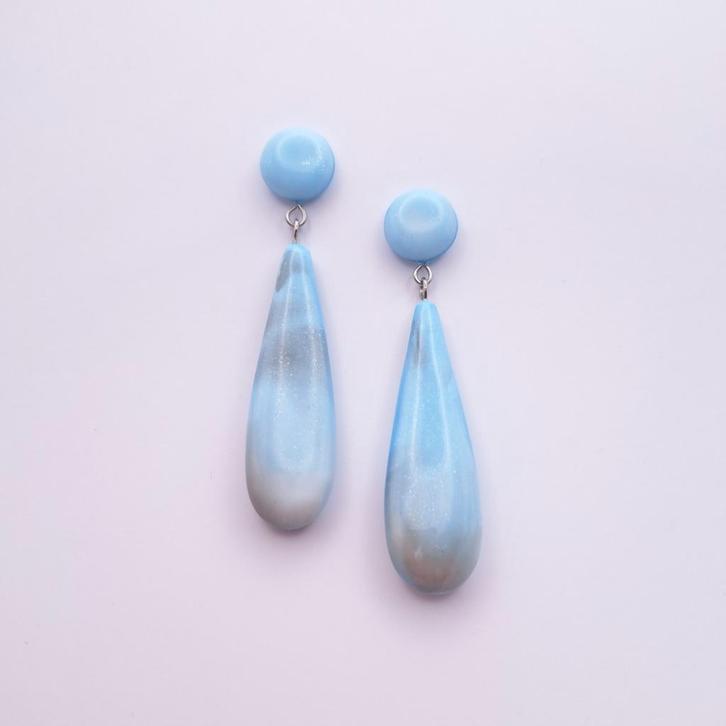 Marble Blue Oorhangers, Sieraden, Tassen en Uiterlijk, Oorbellen, Nieuw, Hangers, Overige materialen, Blauw, Ophalen