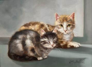 Edith Jansen van der Wissel (1944) - Twee poezen (1990) beschikbaar voor biedingen