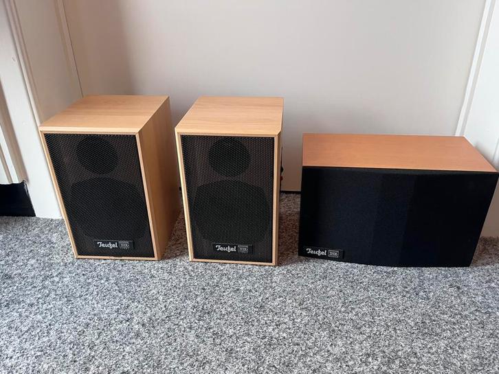 3 Teufel THX speakers: 1x M500 & 2x M300D met standaard, Audio, Tv en Foto, Luidsprekers, Zo goed als nieuw, Front, Rear of Stereo speakers