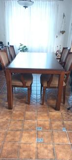 mahoniehouten tafel met stoelen een kloostertafel., Ophalen, Zo goed als nieuw, Klassiek, 4 tot 6 stoelen