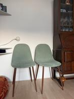 Sklum eetkamerstoel groen en metaal donker hout kleur, Huis en Inrichting, Stoelen, Ophalen, Twee, Overige kleuren, Zo goed als nieuw