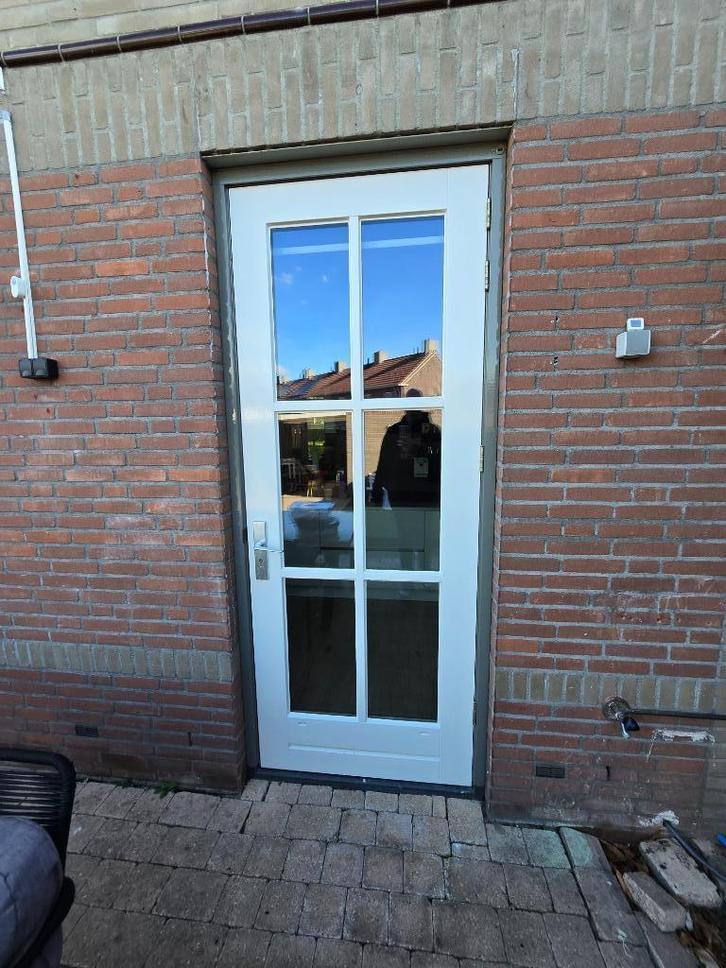 Enkele buitendeur, Doe-het-zelf en Verbouw, Deuren en Horren, Gebruikt, Buitendeur, 200 tot 215 cm, Glas, Hout, Ophalen