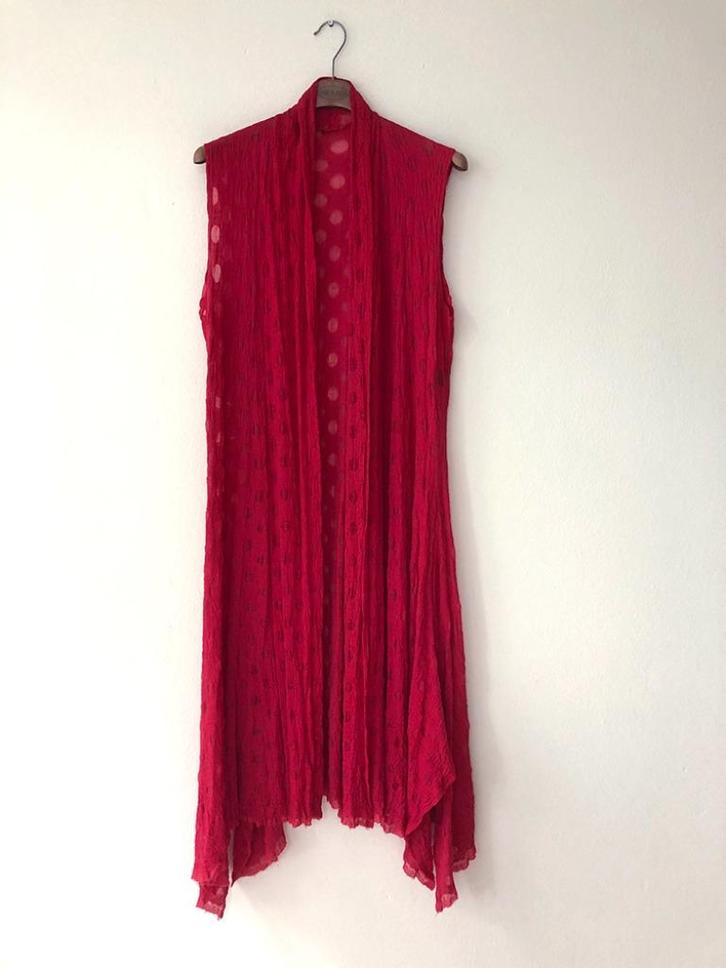 Mouwloos bolletjesvest rood, Boris Industries, maat 44/46, Kleding | Dames, Truien en Vesten, Zo goed als nieuw, Maat 42/44 (L)