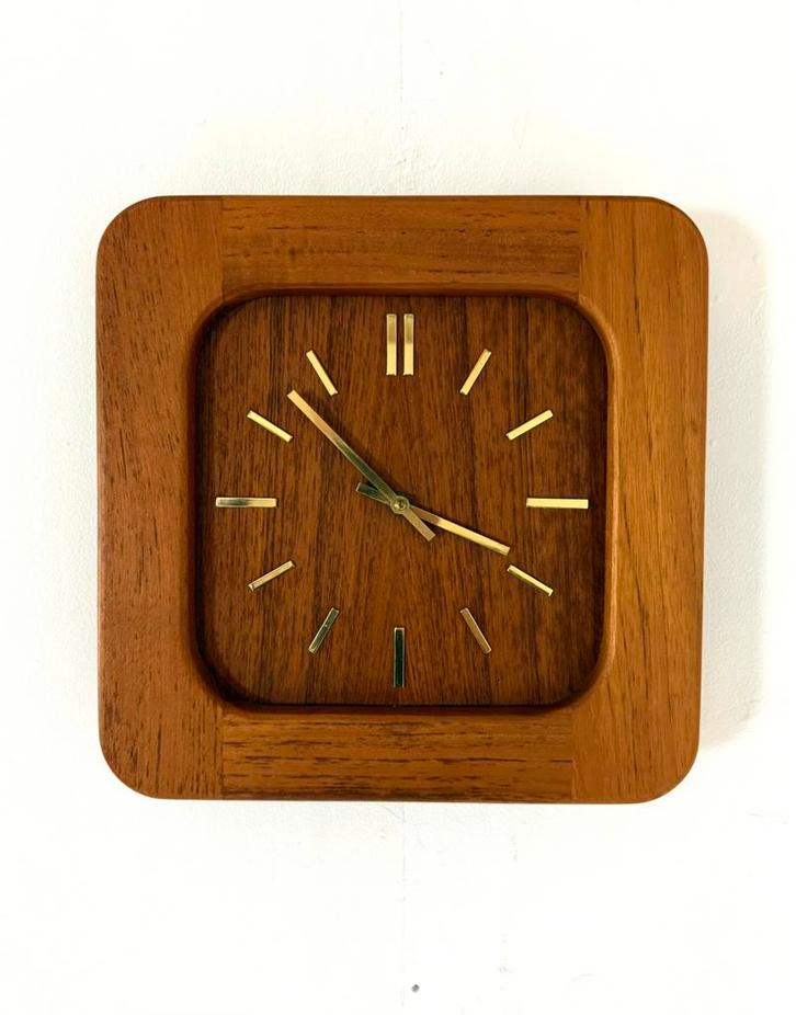 Vintage teakhouten wandklok, Westminster Clocks ‘70, Huis en Inrichting, Woonaccessoires | Klokken, Zo goed als nieuw, Wandklok