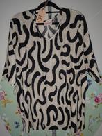 Plissé Shirt Top Zwart Creme Wit 48 50 Wasabi, Ophalen of Verzenden, Zo goed als nieuw, Wit, Shirt of Top