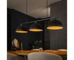 Hanglamp 3L halfronde kap-ribbel zwart, Huis en Inrichting, Lampen | Hanglampen, Nieuw, Ophalen of Verzenden, Glas, 75 cm of meer