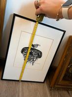 Hans Krakou Ets - Vogel op Fietszadel - Genummerd 99/150, Antiek en Kunst, Kunst | Etsen en Gravures, Ophalen