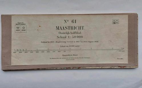 61O stafkaart uit 1938 Maastricht De Maas Tongeren Limmen, Boeken, Atlassen en Landkaarten, Gelezen, Landkaart, Nederland, 1800 tot 2000