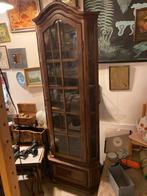 Eiken hoek vitrinekast met glazen deur en lade, Huis en Inrichting, Ophalen, Minder dan 50 cm, O, O