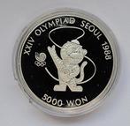 South Korea 5000 won 1986 Tiger mascot, Verzenden, Zuidoost-Azië, Zilver