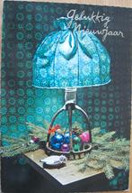 Gelukkig nieuwjaar - groene lamp met kerstballen, Verzenden, 1960 tot 1980, Gelopen, Overige thema's