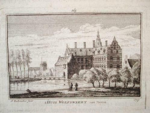 265 / Beesd Huis Wolfswaart  Kopergravure  18e eeuw, Antiek en Kunst, Kunst | Etsen en Gravures, Ophalen of Verzenden
