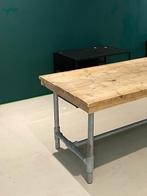 Steigerhouten Tafel 3m met Steigerbuis Onderstel, Ophalen, Gebruikt