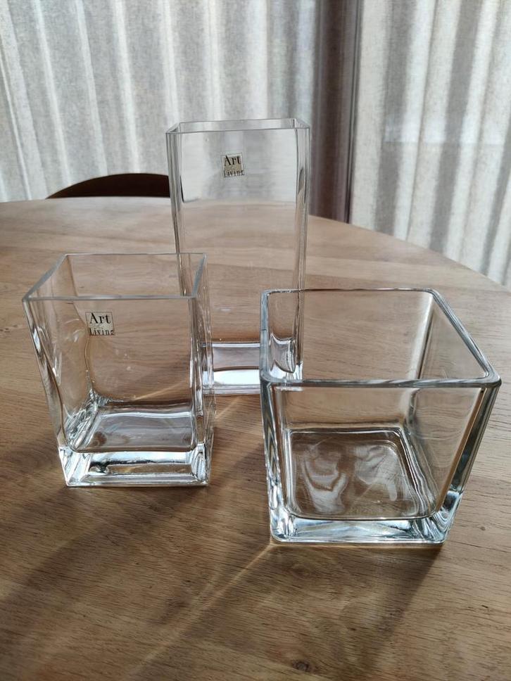 Art Living Glazen Vazen Set of Los, Huis en Inrichting, Woonaccessoires | Vazen, Zo goed als nieuw, Wit, Minder dan 50 cm, Glas