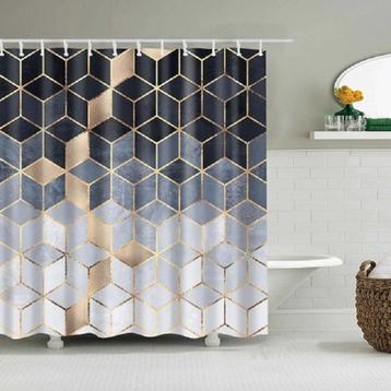 Geometrisch Douchegordijn / Douche Gordijn Badkamer Zwart beschikbaar voor biedingen