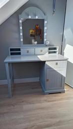 Custom made kaptafel met Hollywood spiegelverlichting, Ophalen, Gebruikt, 100 tot 150 cm, 150 tot 200 cm