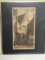 Dirk Harting - Ets - Hofje Haarlem - eigen druk, Antiek en Kunst, Kunst | Etsen en Gravures, Ophalen of Verzenden