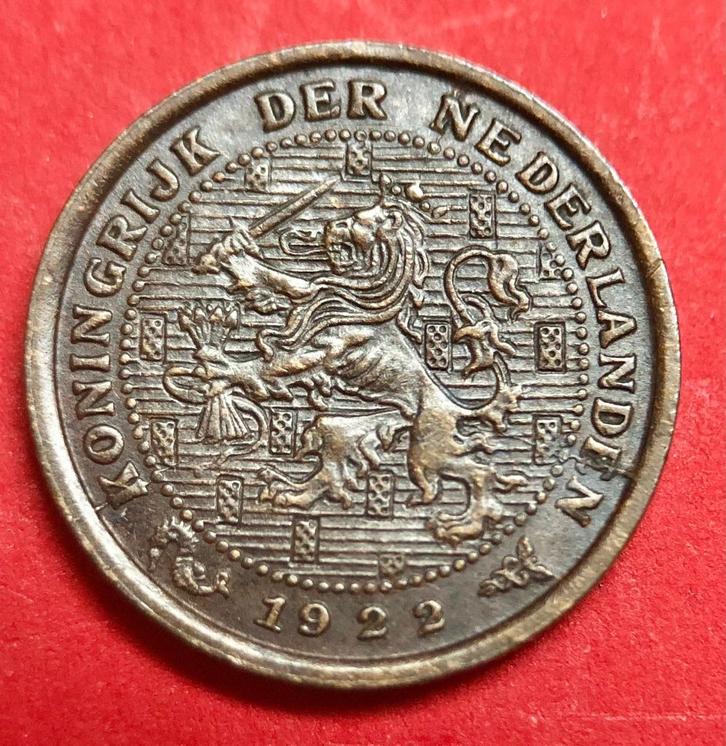 Halve cent 1922. Unc., Postzegels en Munten, Munten | Nederland, Losse munt, Overige waardes, Koningin Wilhelmina, Ophalen of Verzenden
