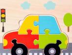 Baby dreumes peuter Puzzel 4 stukjes auto, Nieuw, Ophalen of Verzenden, Van hout, Minder dan 10 stukjes