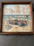Schilderij H. Baumhör - Boten op het strand, 1943, Antiek en Kunst, Ophalen