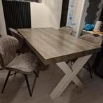 Eettafel met 4 stoelen, Huis en Inrichting, Tafels | Eettafels, Ophalen, Gebruikt, 100 tot 150 cm, Metaal