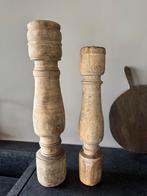 Landelijke stijl grote houten kandelaars, Ophalen, Zo goed als nieuw, Hout, 50 tot 75 cm