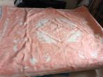 Grote wollen deken roze bloemen roos. 220-178cm vintage, Ophalen of Verzenden, Zo goed als nieuw