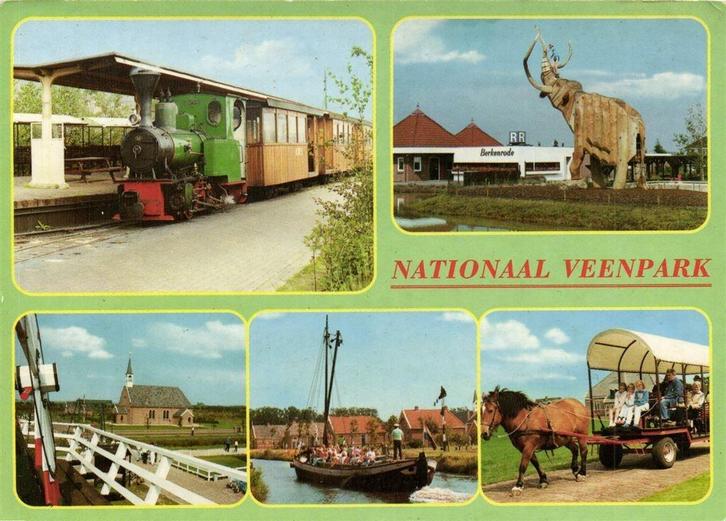 Nationaal Veenpark Barger Compascuum - 5 afb o.a. trein, boo, Verzamelen, Ansichtkaarten | Nederland, Gelopen, Noord-Brabant, Voor 1920