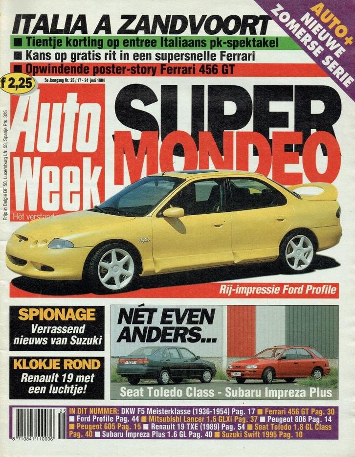 Autoweek 1994 nr. 25 (oa. Seat Toledo & Subaru Impreza Plus), Boeken, Auto's | Folders en Tijdschriften, Gelezen, Algemeen, Verzenden
